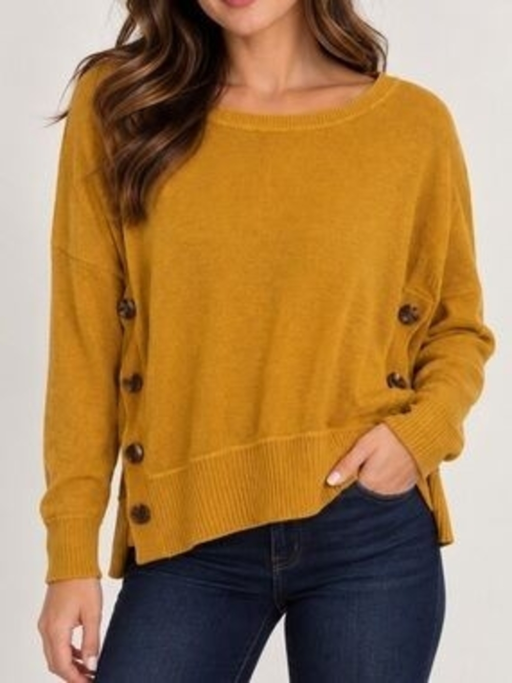 🌼5/$20 Smart Set Mustard Yellow Button Detail Sweater Medium (Oversize)